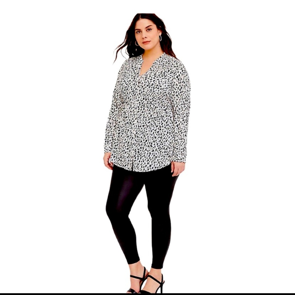 Torrid Emma White Leopard Challis Babydoll Tunic